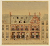 216247 Opstand van het restauratie-ontwerp voor de voorgevel van het huis Drift 17 te Utrecht; met de voorgevels (ged.) ...